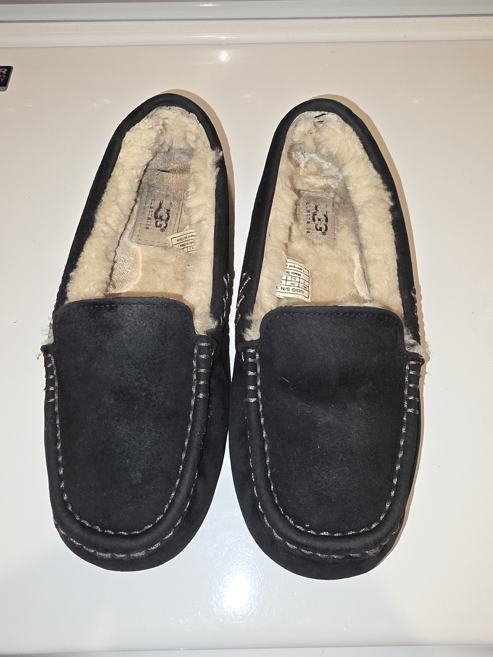 UGG Black Suede Women's Shearling-Lined Ansley Slippers
